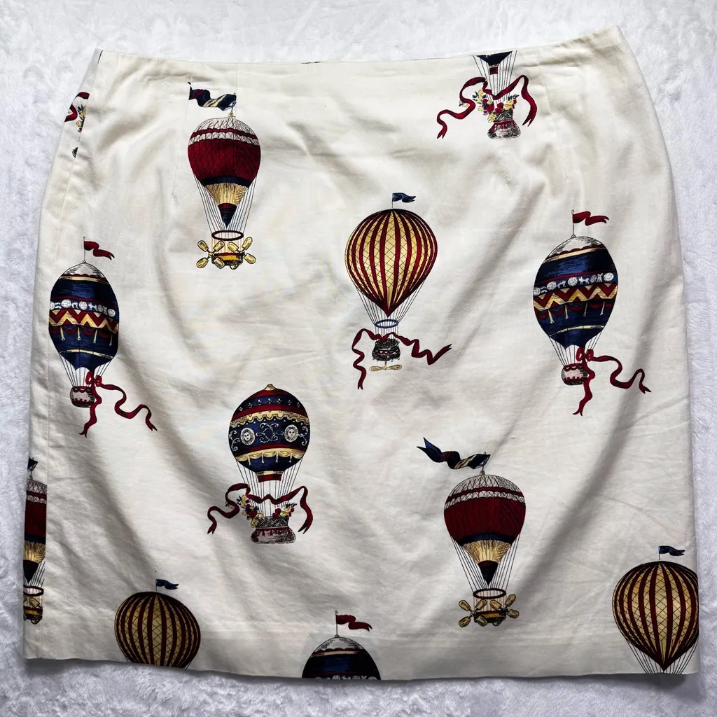 Talbots Petites Cream Hot Air Ballon Straight Mini Skirt Novelty Made in USA 12P - Image 4