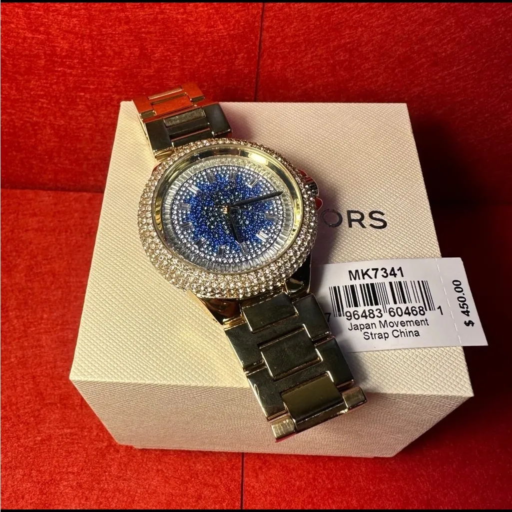Michael Kors Gold Watch with Blue Dial - Image 4