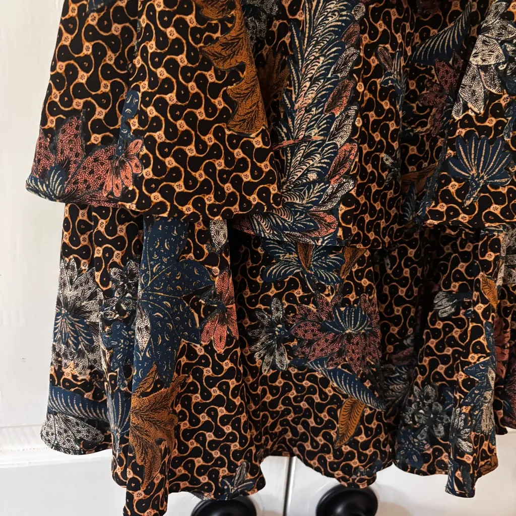 Ulla Johnson Ayla Dress Gerbera Print Ruffle 100% Silk Size 6 Ruffle Mini‎ Dress - Image 8