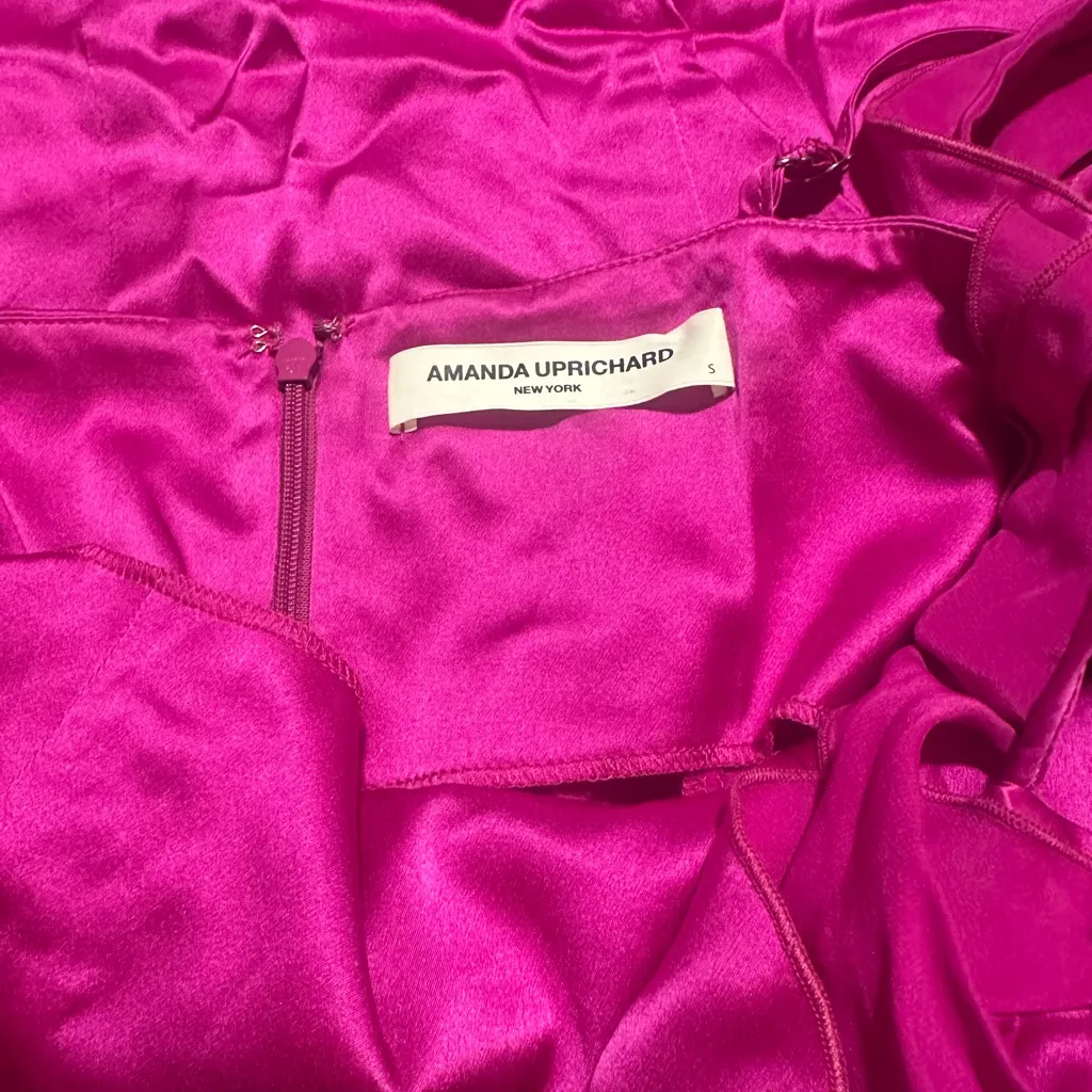 ✨ Amanda Uprichard Sonnet Silk Gown – Fuchsia – Size Small - Image 5