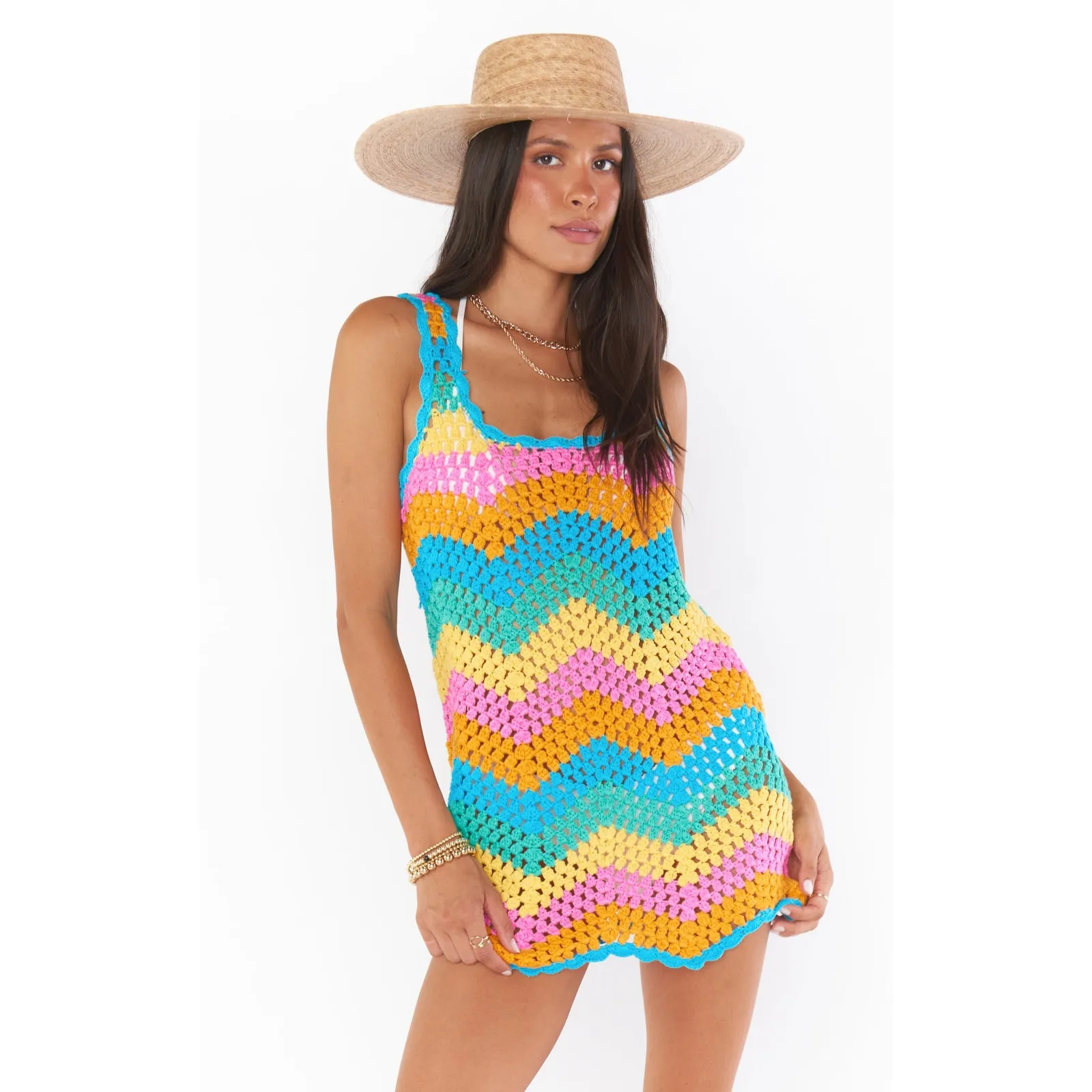 Show Me Your Mumu Tara Coverup Dress in Sea Breeze Crochet XS - Image 3