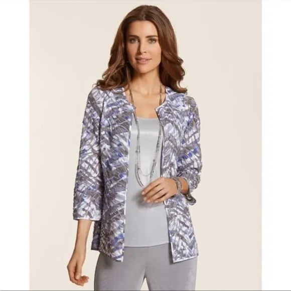 Chico's Travelers Collection‎ Watercolor Jacket Size Large Sequin - Image 4