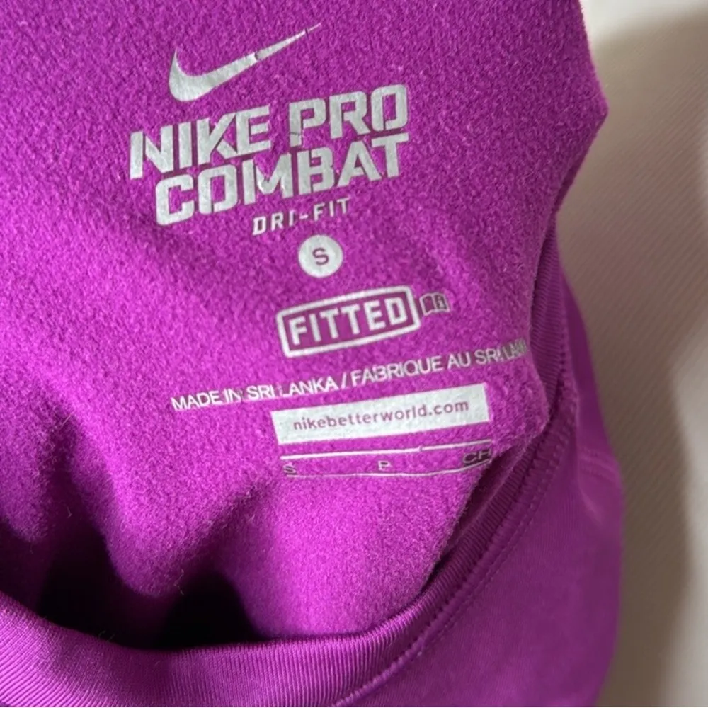 Nike  Purple Pro Combat Fitted Long Sleeve Top - Image 5