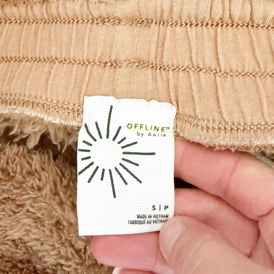 Offline by Aerie Tan Fuzzy Plush Sherpa Joggers Sz S - Image 2