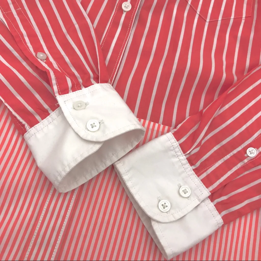 GAP Red White‎ Stripe Half Shirt Button Office XS - Image 3