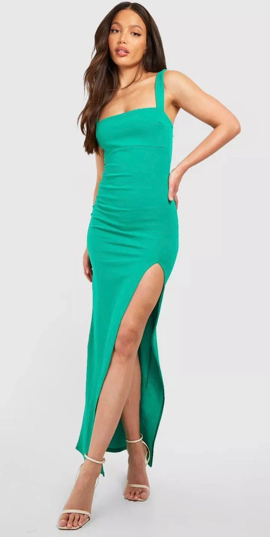 Square Neck Red/Orange Formal Dress - Image 2