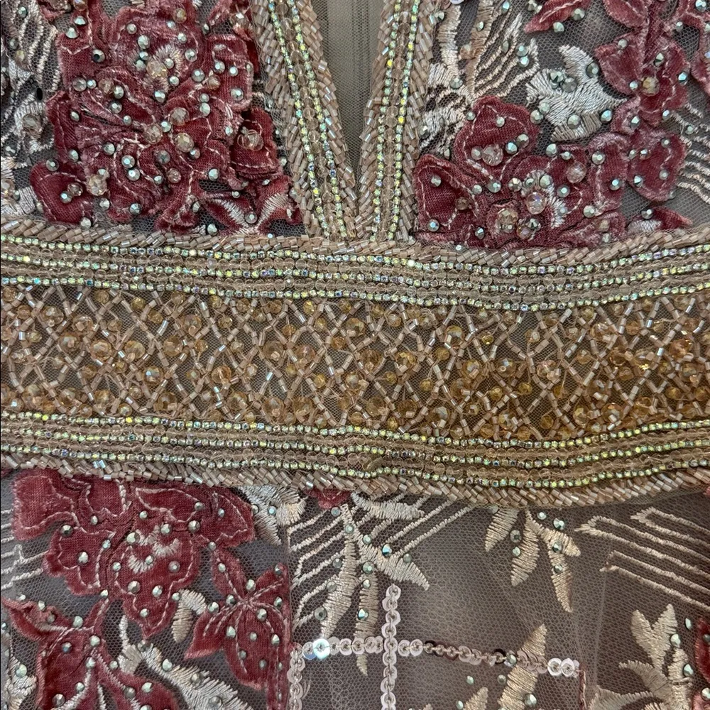 Mac Duggal 20262 Pink Embroidered Flounce Sleeve A Line Gown Size 6 NWT - Image 8