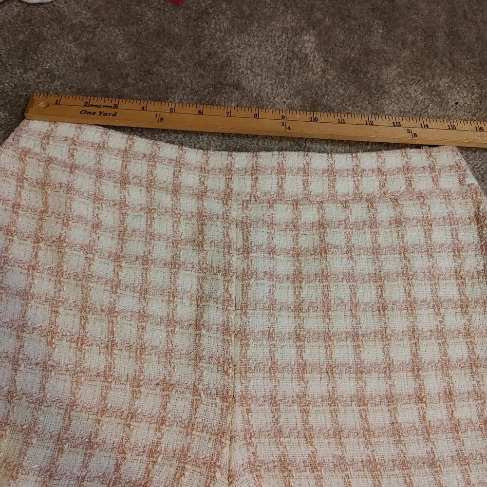 Ann Taylor Size 8 Tweed Shorts Pink White Square Zipper Side Pockets Pastel - Image 5
