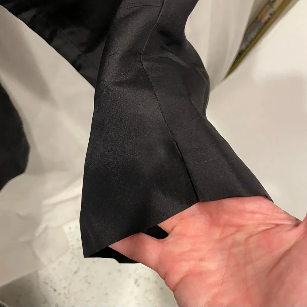 Cute vintage 90’s Liz Claiborne black silk ankle length pants side zip lined - Image 8