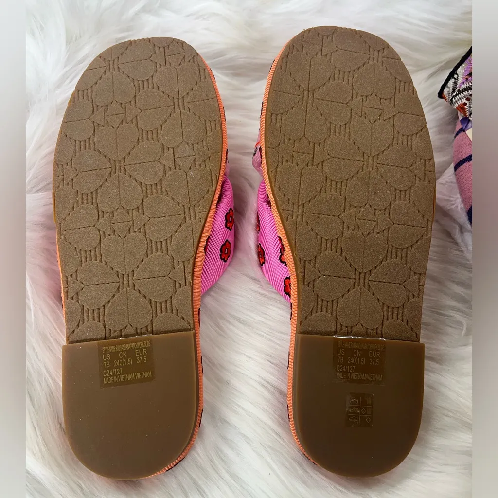 NEW kate spade new york Rio Bandana Patchwork Slides Sandals shoes size 7 women - Image 4