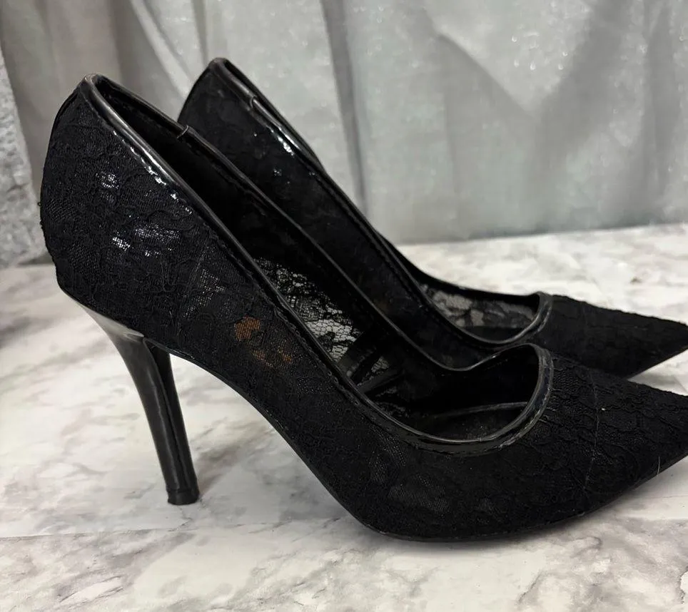 Guess Black Stiletto Heels with Lace Design - Image 16