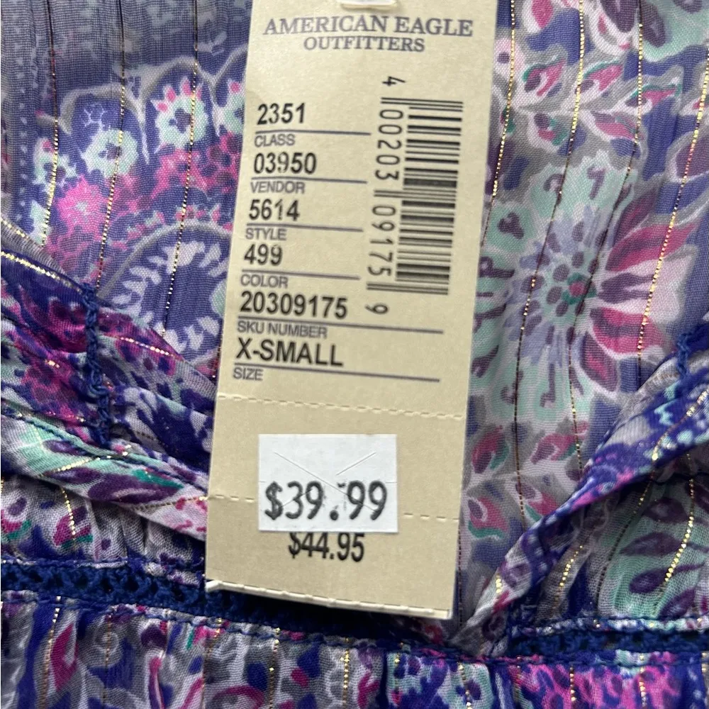 American Eagle pink and purple long sleeve Boho Top, size Extra Small - Image 4