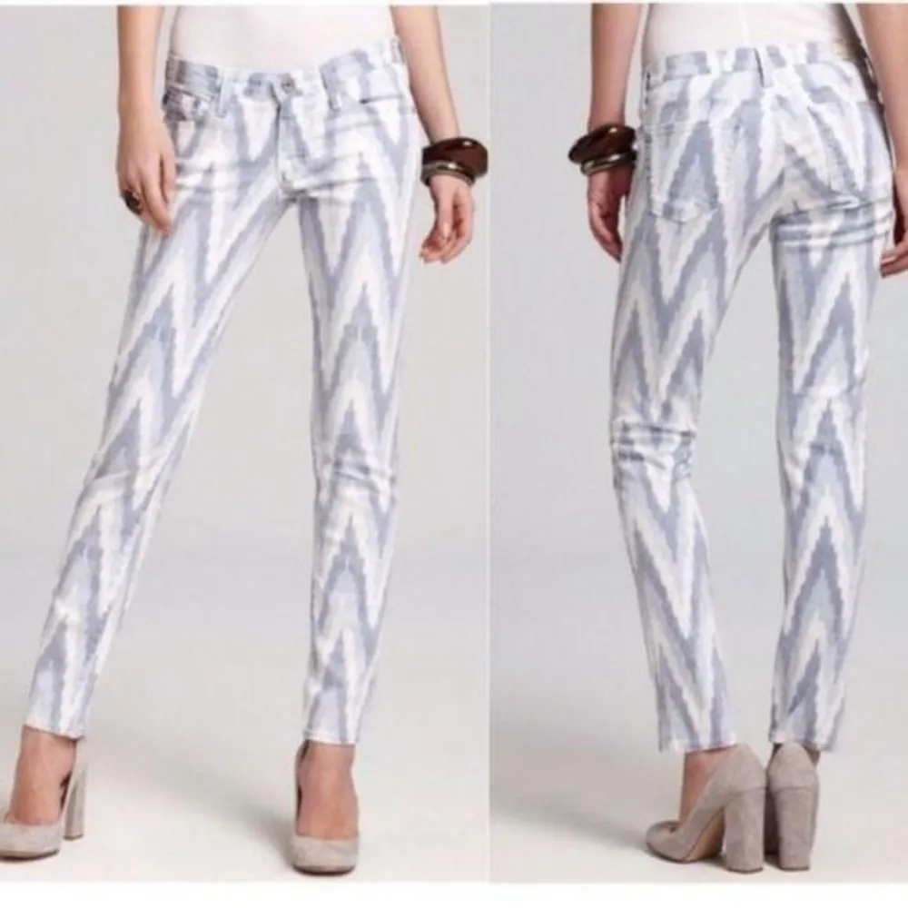 AG The Stilt Cigarette Leg Skinny Ikat Print Jean Size 25 - Image 94