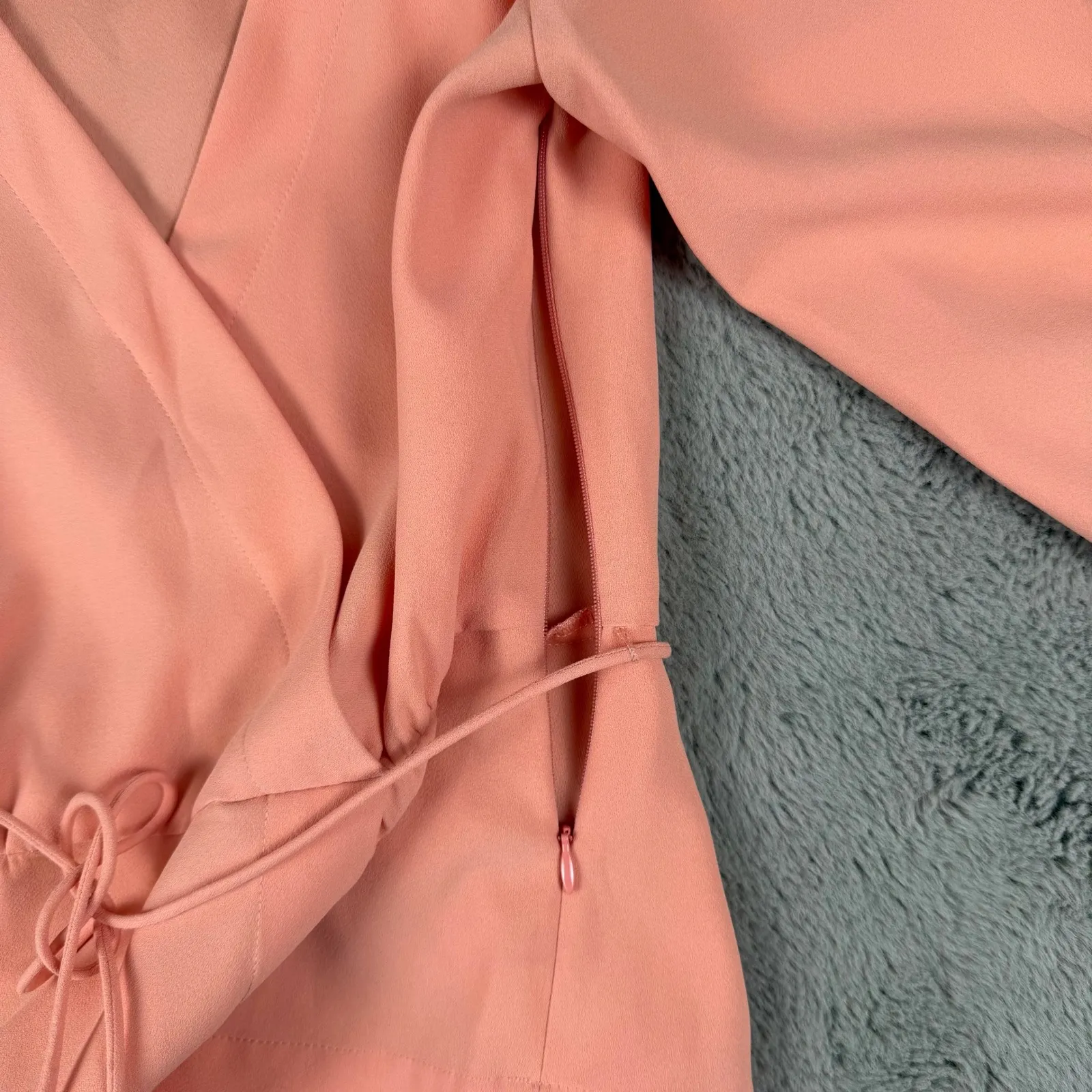 J. Crew Wrap Blouse Tie Waist Long Sleeve‎ Peach Top Size 0P - Image 11