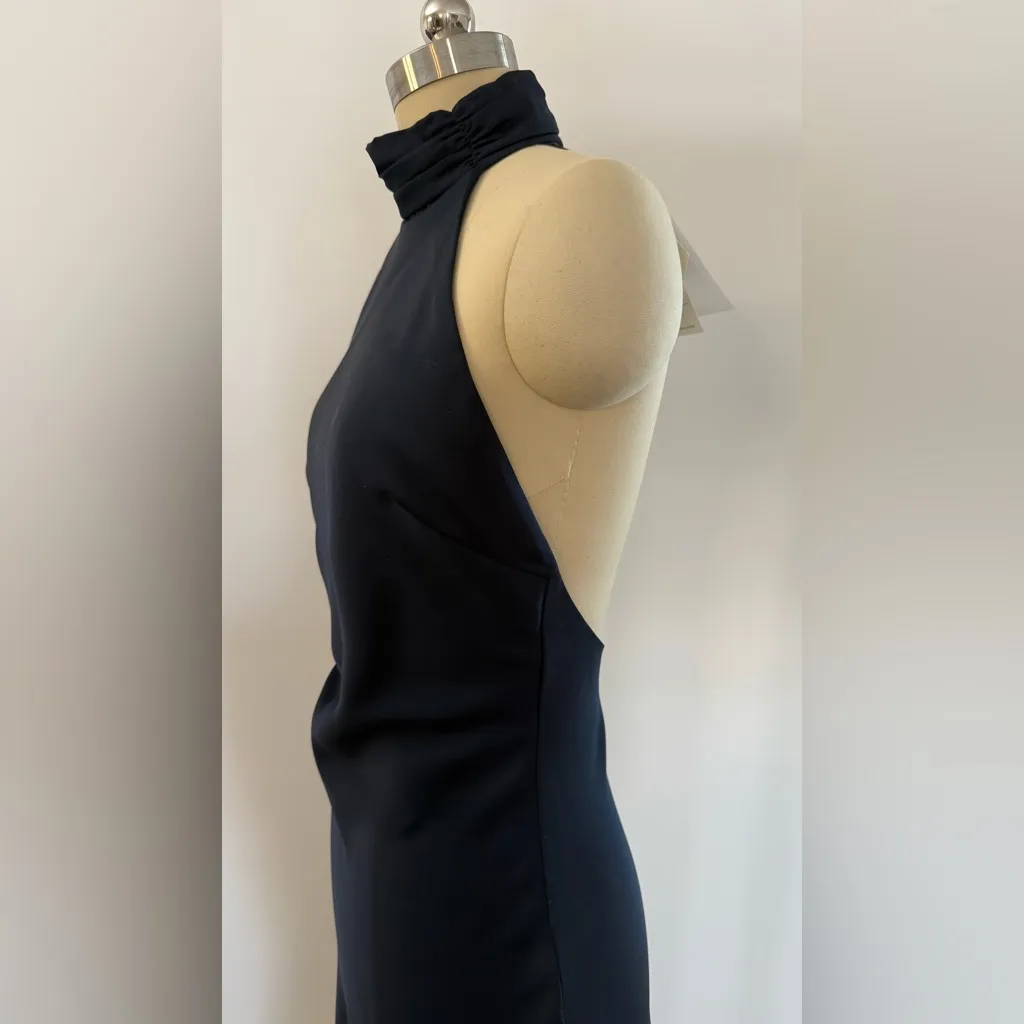 NWT Misha Evianna Halter Neck Satin Trumpet
Gown‎ Navy Small $467 Blue - Image 6