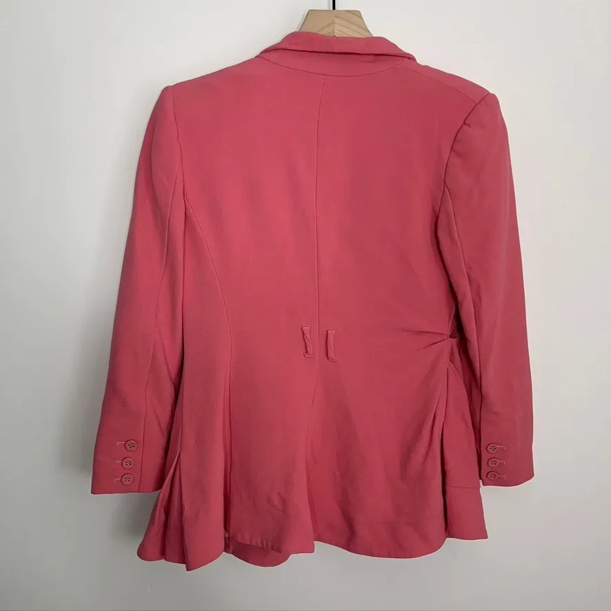 Saloni Maxima Double Breasted Belted Crepe Blazer Size 0 Pink Womens - Image 8