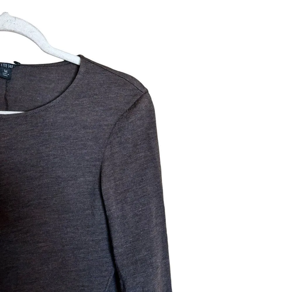 Lafayette 148 Top Womens Medium Brown Wool Blend Ruched Stretch Blouse - Image 3