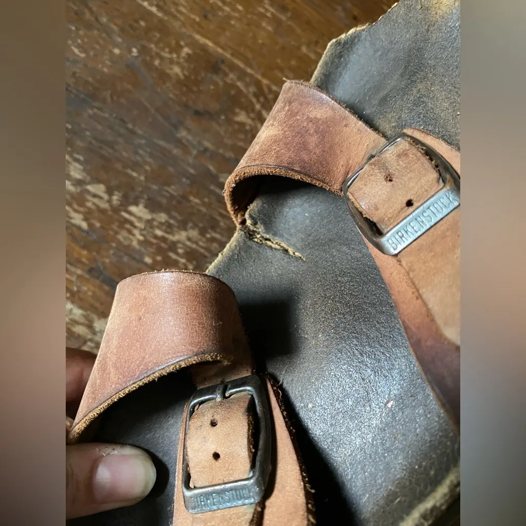 VTG 90s Birkenstock Brown Leather Sandals USED Size 39 - Image 8
