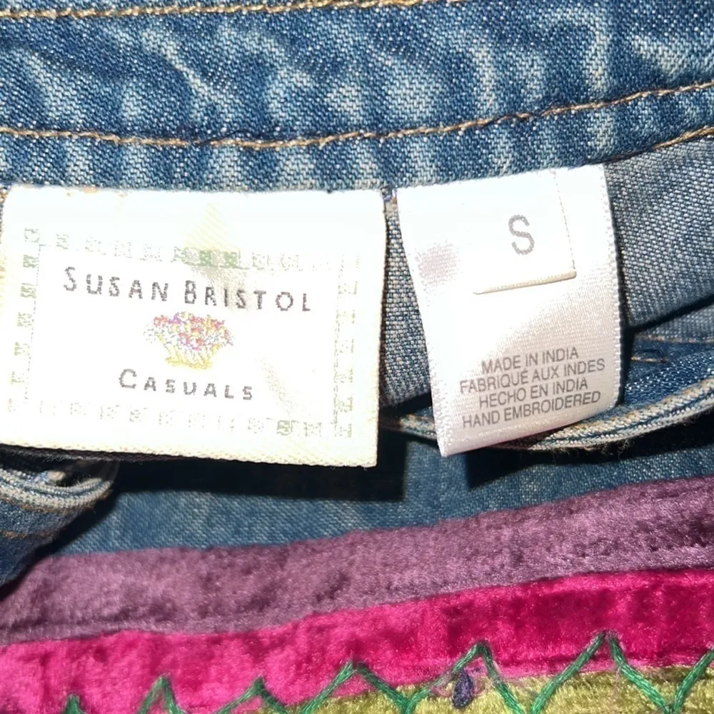 Vintage 90s Y2K Susan Bristol Casuals Embroidered and Beaded Jean Vest Size S‎ - Image 7