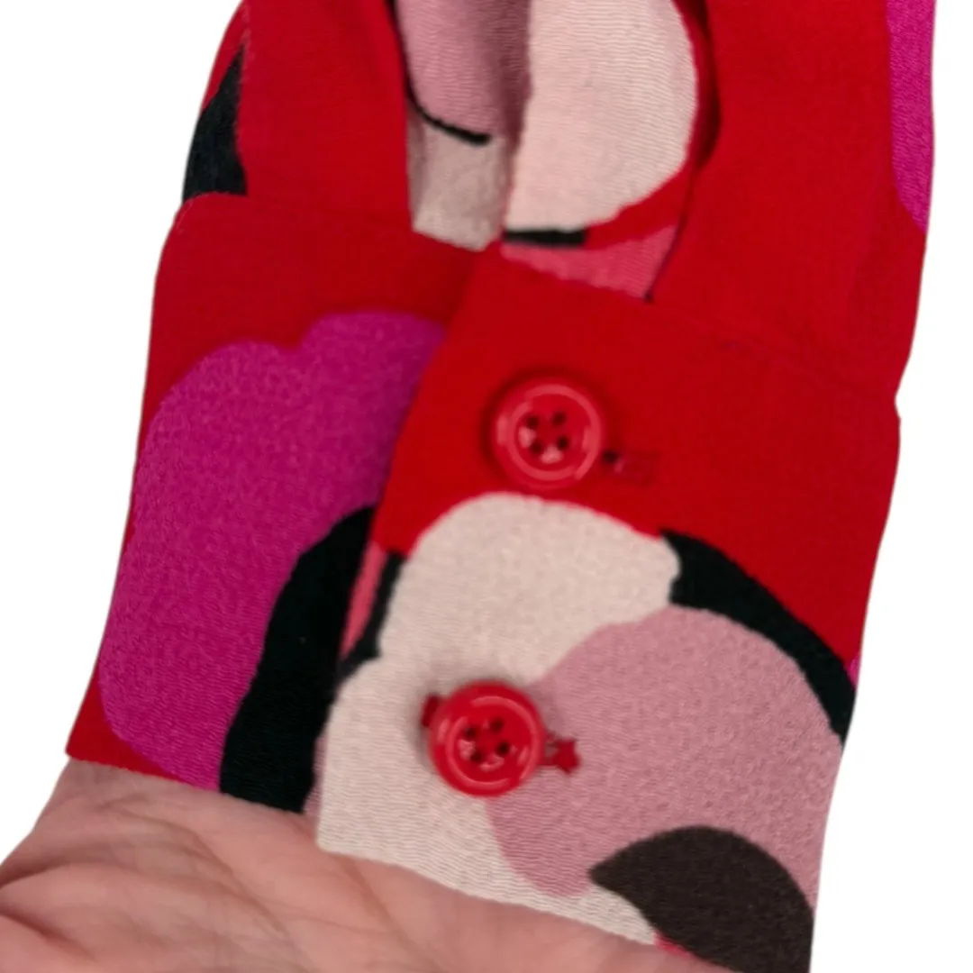 Kate Spade Deco Rose Peplum Blouse Top Floral Long Sleeve Red Size 0 Feminine - Image 11