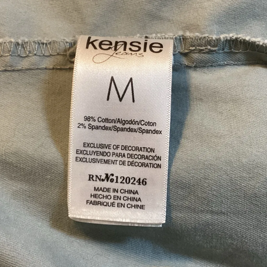 KENSIE JEANS WOMENS FITTED UTILITY JACKET CADET STYLE SIZE MED DENIM COTTON SZ M Green - Image 10