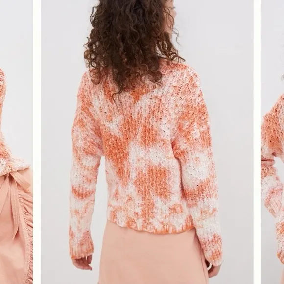 Anthropologie Chunky Knit V Neck Sweater Tie Dye Oversized XS Pilcro “Christian” - Image 3
