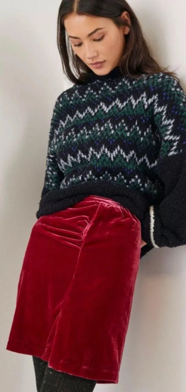 | Raspberry Montie Velvet Mini Skirt - Image 4