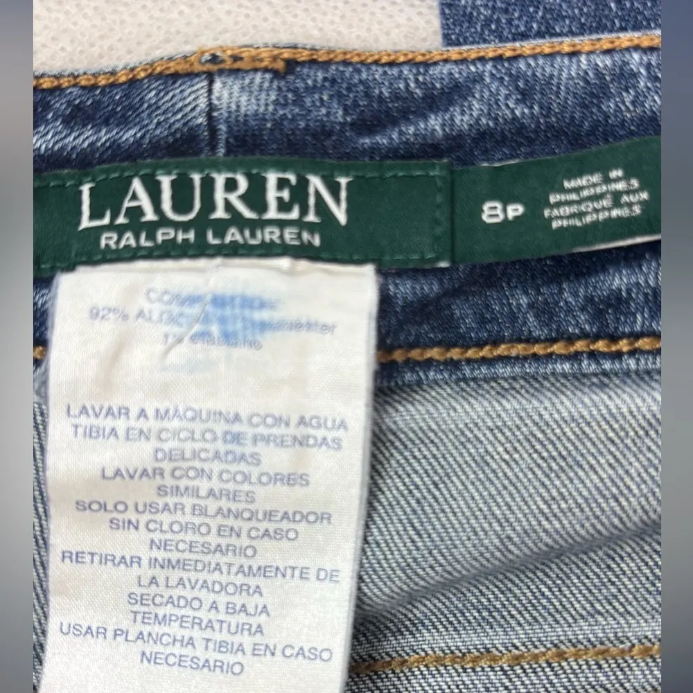 Lauren Ralph Lauren 8 Petite High Rise Blue Jeans Classic Style Size 8P - Image 7