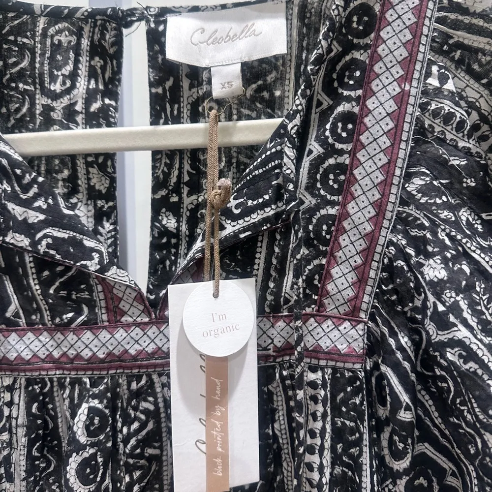 Cleobella Magdalena Organic Cotton Mini Dress – Size XS NWT Removable Sash - Image 3