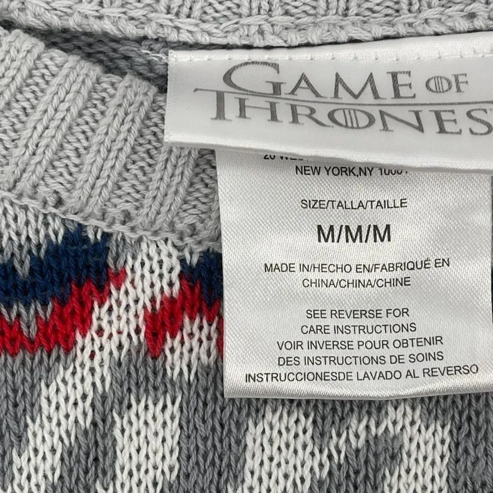 2/$30 Game of Thrones Winter Is Here Fair Isle Wolf Long Sleeve Sweater Top Gray Size M - Image 10