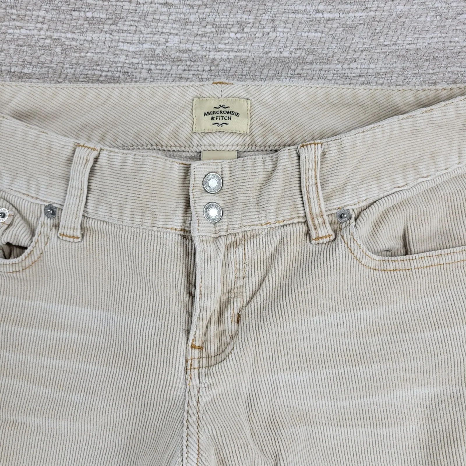 Abercrombie & Fitch Corduroy Flare Pants Womens 10 Cream Low Rise Bell Bottoms - Image 5