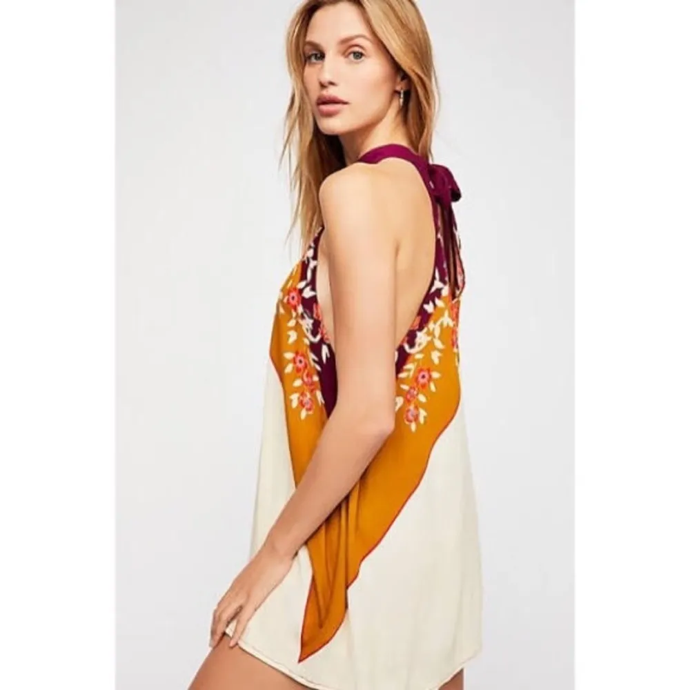 Free People Purple Halter Neck Flare Top Multi Tunic Size XS NWT $98.00 - Image 6