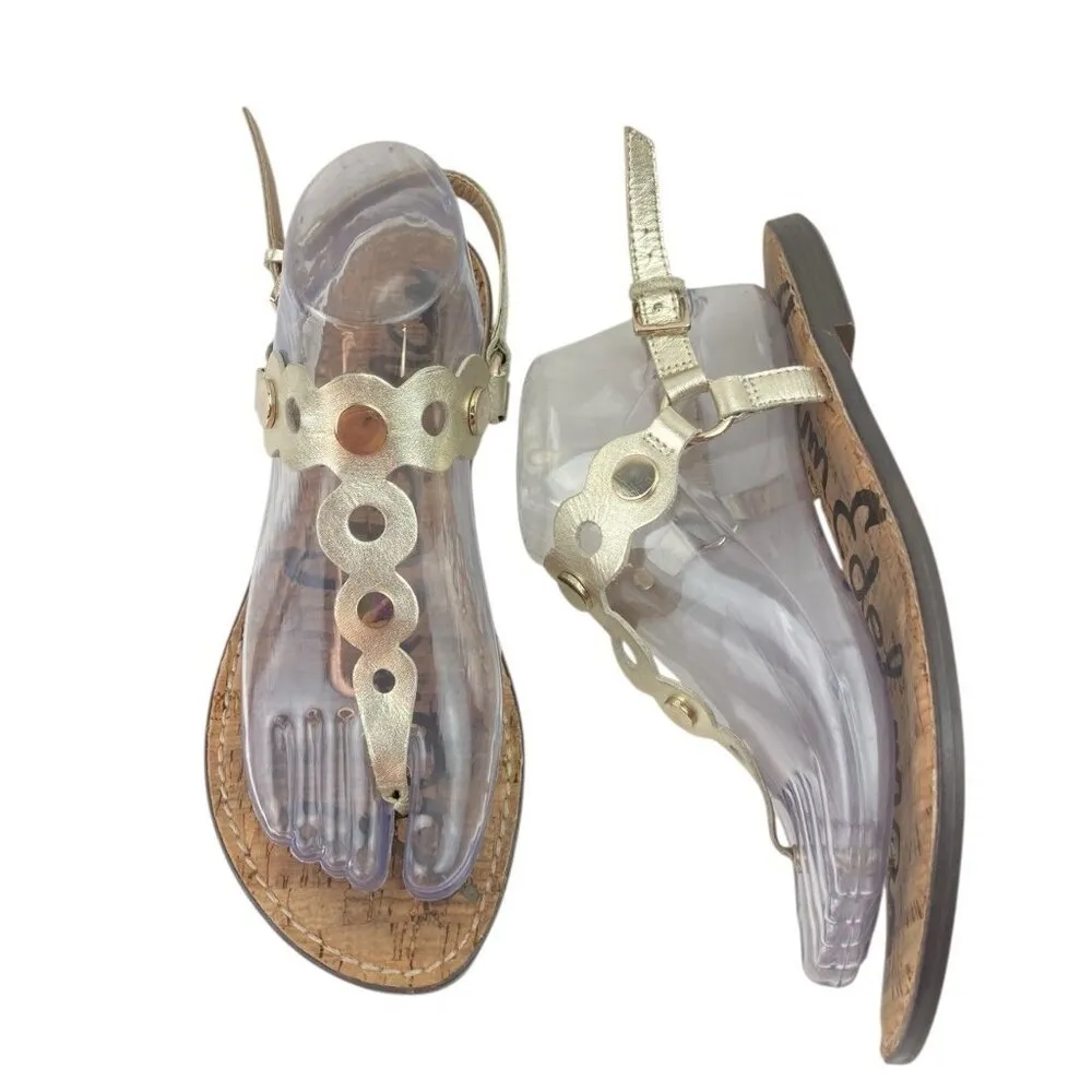 *Sam Edelman Gilly Sandal Womens Size 9M Gold Thong Beach Resort Travel Festival - Image 3