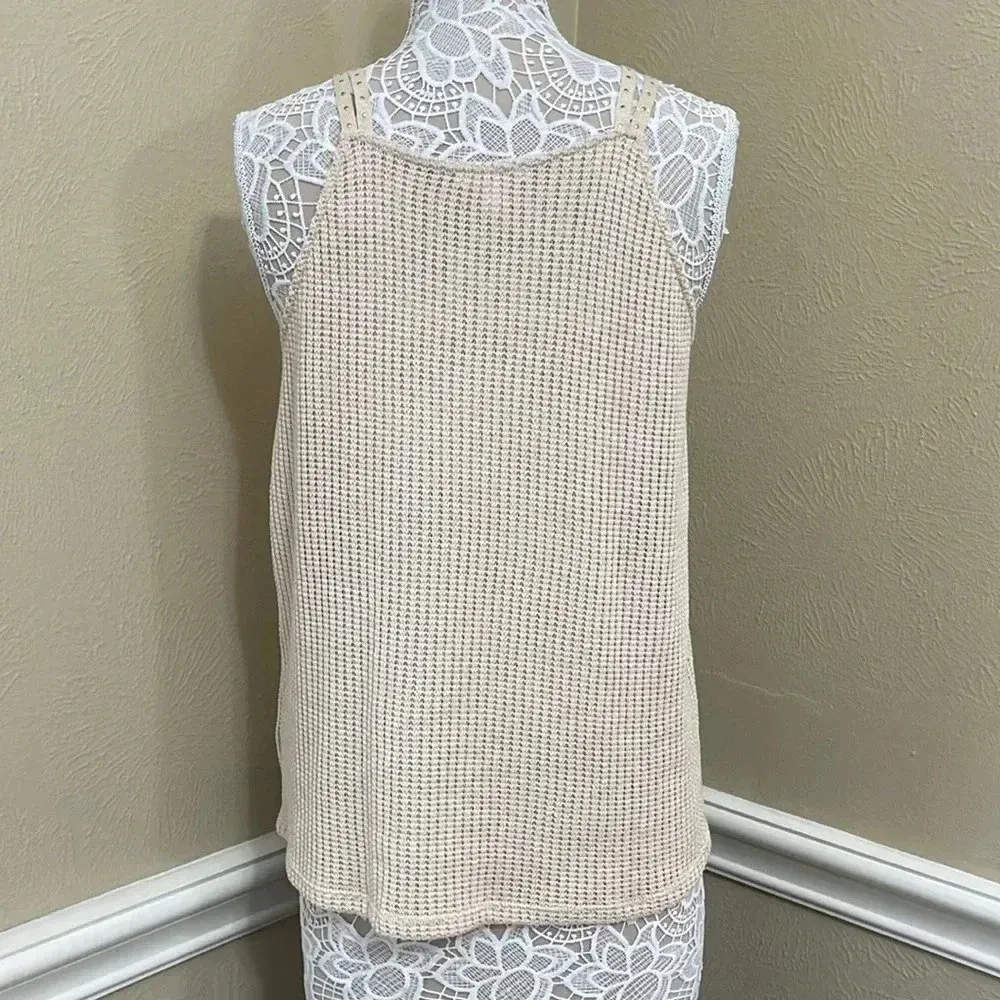 2/15 Cream knit top with gold studs - Image 6