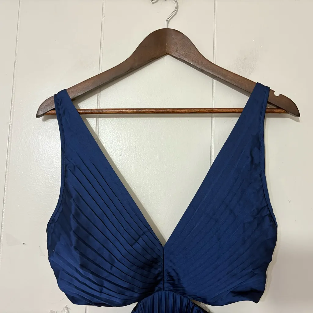 Abercrombie & Fitch Gisell Pleated Cut-Out Maxi Dress Blue Size S NWOT - Image 4