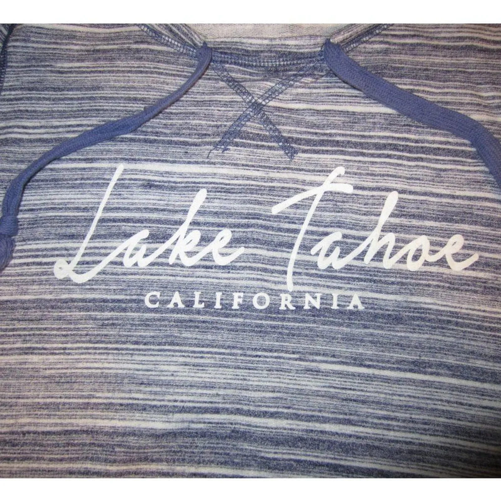Coastal Casual Blue Striped Lightweight Hoodie Lake Tahoe California Small - Image 2