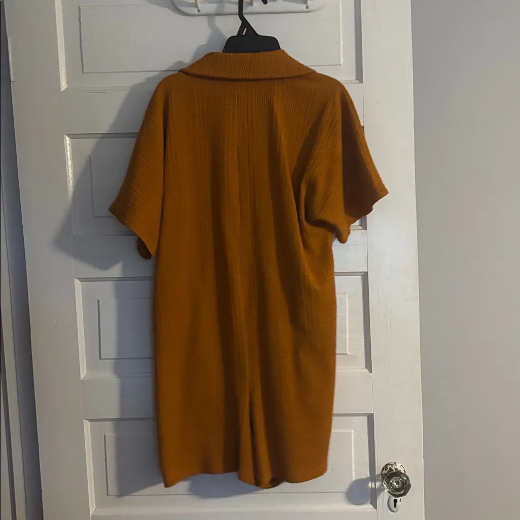 Textured Anthropologie Orange Rust Romper - Image 5