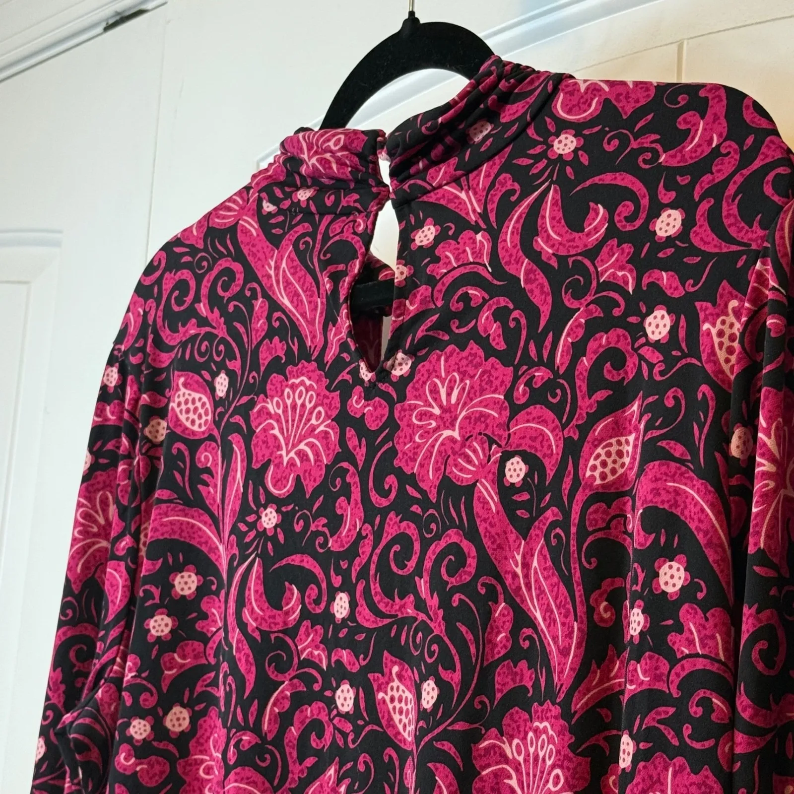 Chaus Floral Paisley Tunic Long Sleeve Keyhole‎ Neckline Blouse Bohemian Sz XL # - Image 5