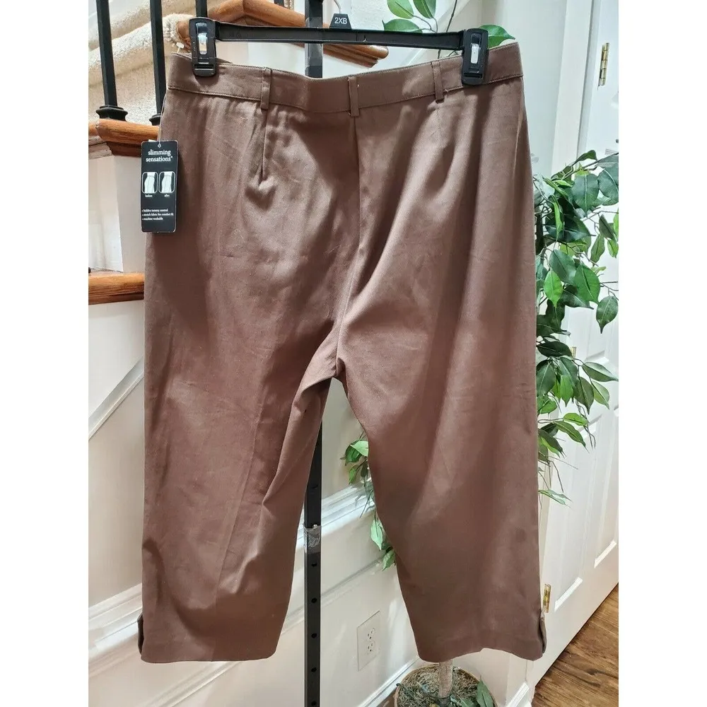 Counterparts Women's Solid Brown Polyester Mid Rise Comfort Waist capris 16 - Image 7