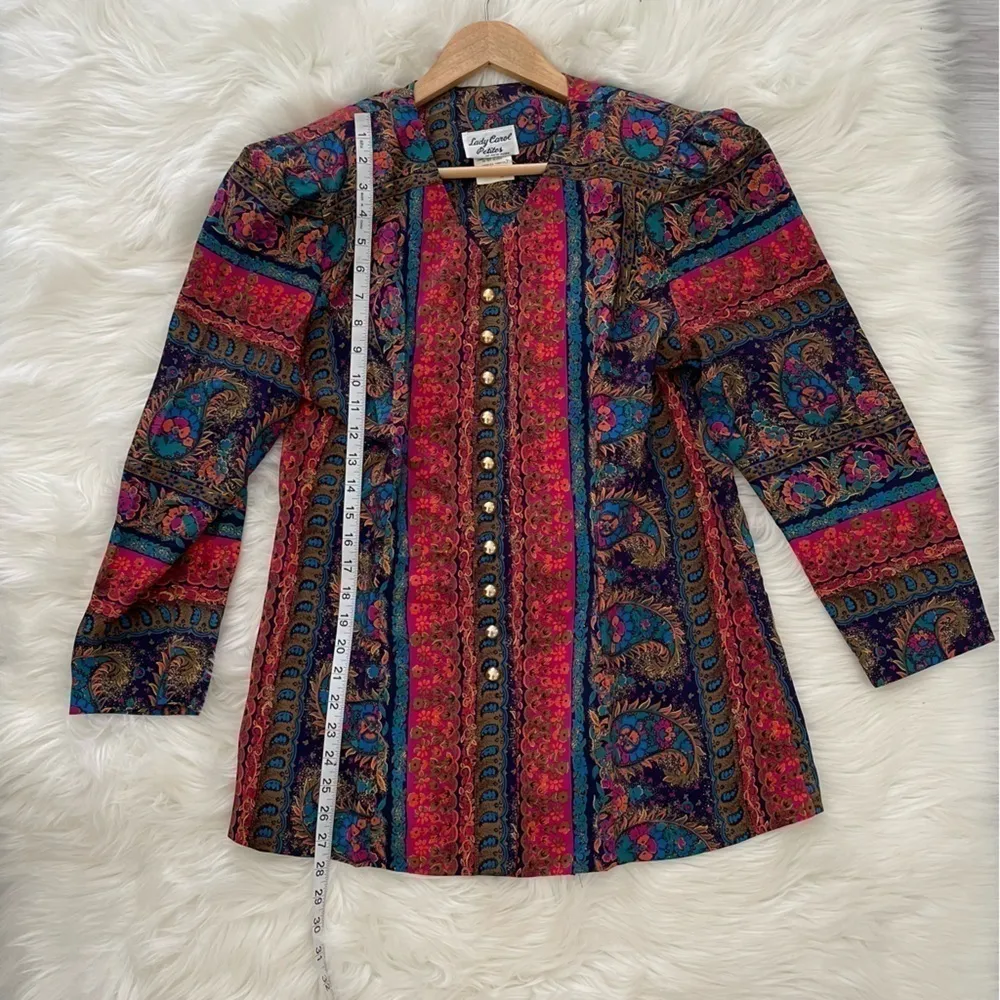 Lady Carol Petites Vintage Paisley Shoulder Pad Skirt Suit Set 14 Red - Image 6