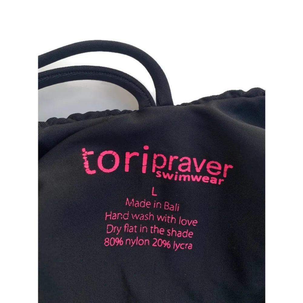 Krishna Black Smocked One Piece Strappy Swimsuit NWOT Large - Image 4