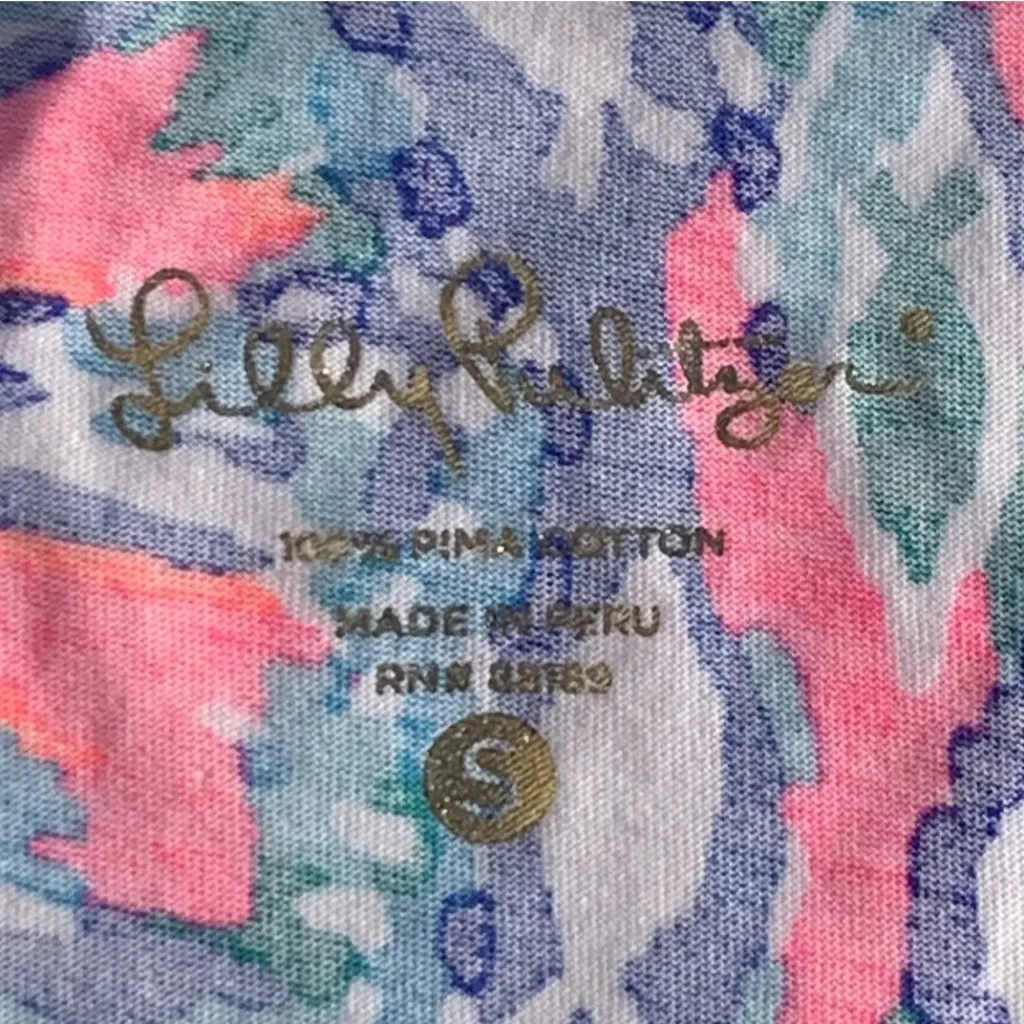 Lilly Pulitzer Knit Bay Dress Tiki Pink Shake It Up Print Size Small Blue Pink - Image 6