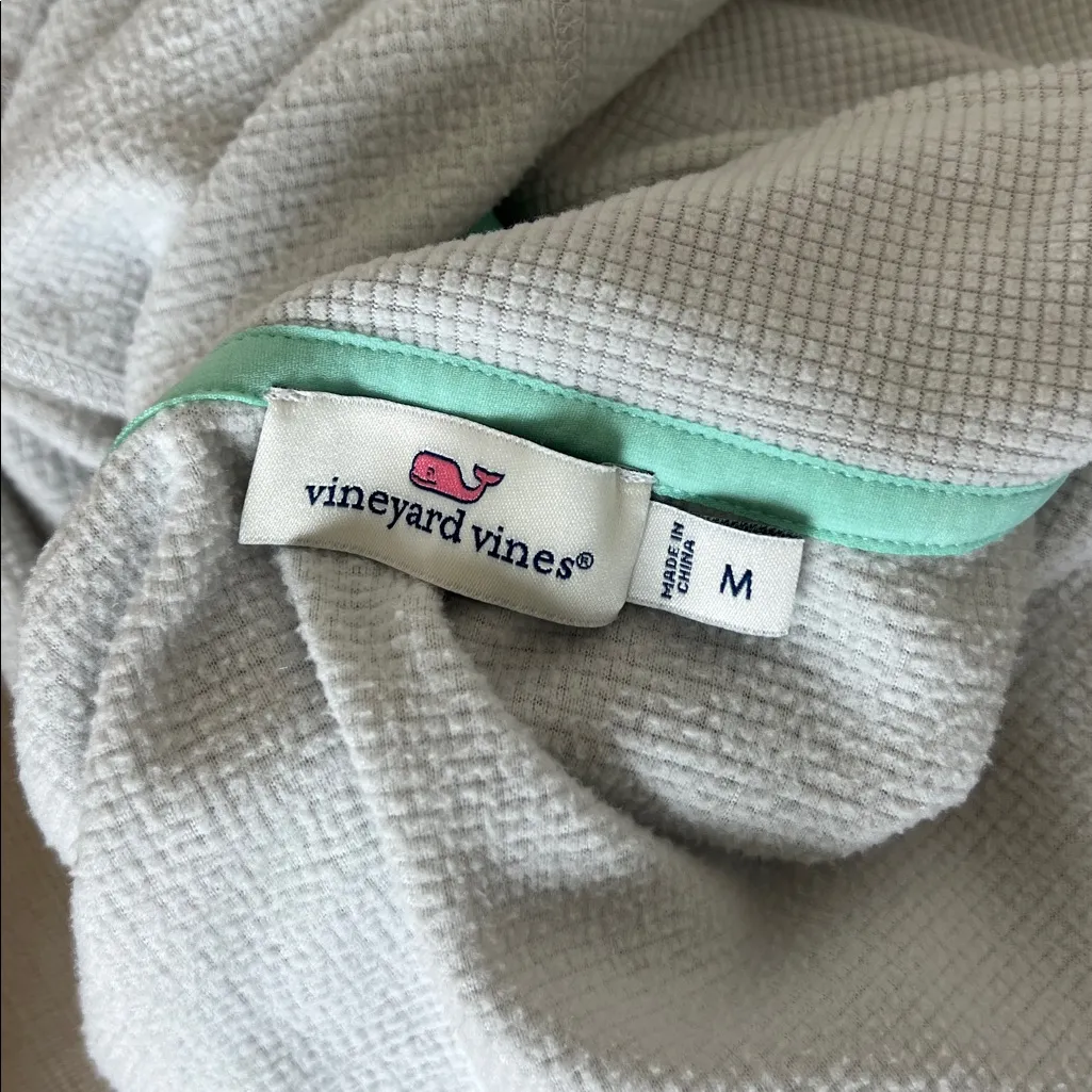 Vineyard Vines Gray Aqua Quarter-Zip Waffle Long Sleeve Pullover Shep Shirt - Image 9