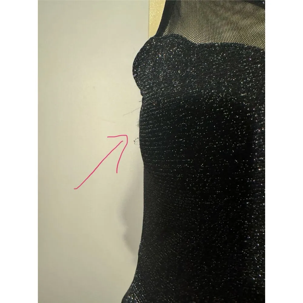 GUESS Size Small Black Sparkling Sleeveless Top Peplum Top Blouse New Years Eve - Image 11