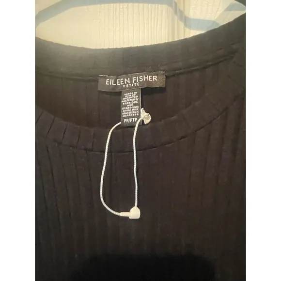 EILEEN FISHER Boat Neck Tencel Stretch Ribbed, Black, $28, Pre-owned, B66 - Image 2
