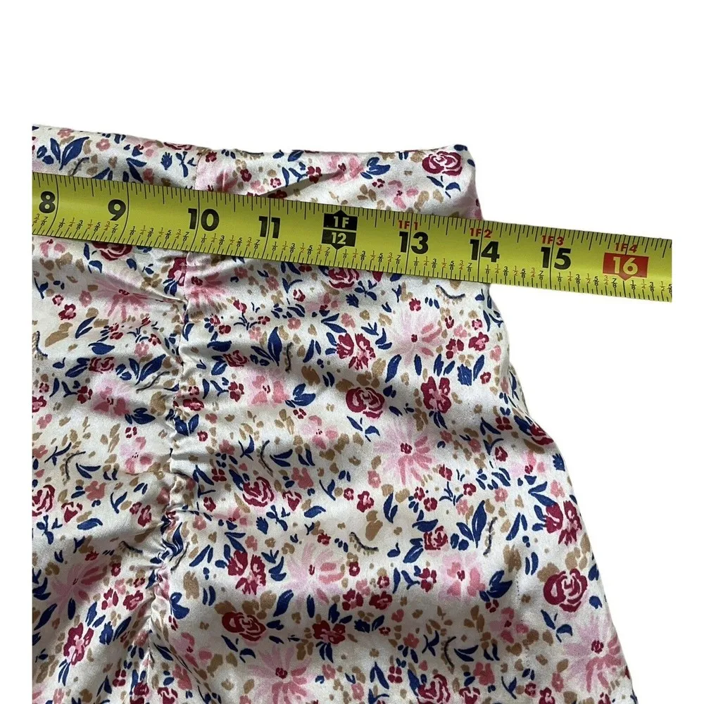 Japna Women Size Medium Floral Mini Skirt A-Line Ruched (21-205) - Image 5