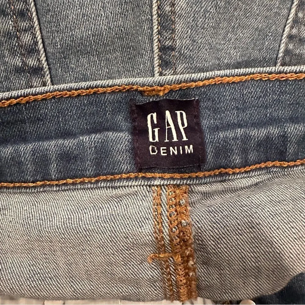 GAP Women's Light Wash Rue Skinny Button‎ Fly Frayed Edge Denim Jeans Size 30T - Image 6