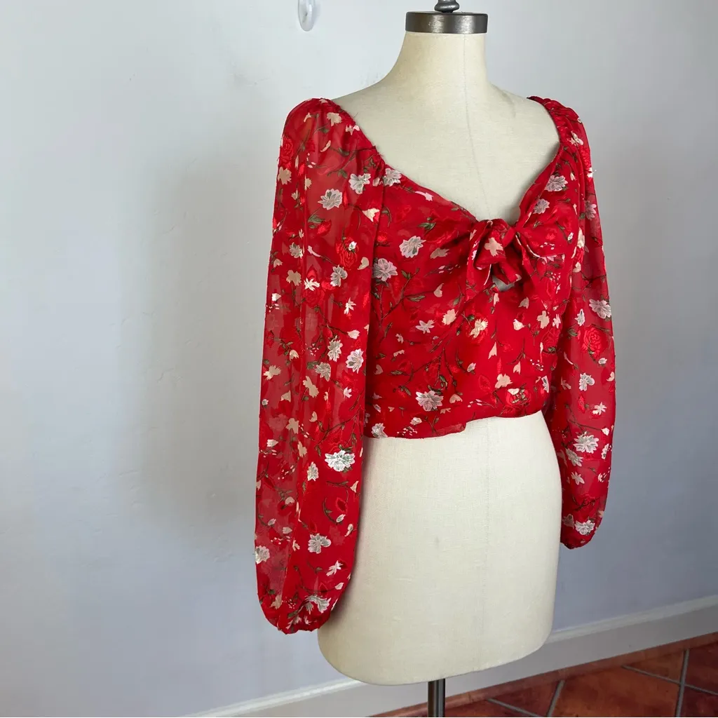 Lulus Flower Source Red Floral Print Tie - Image 3