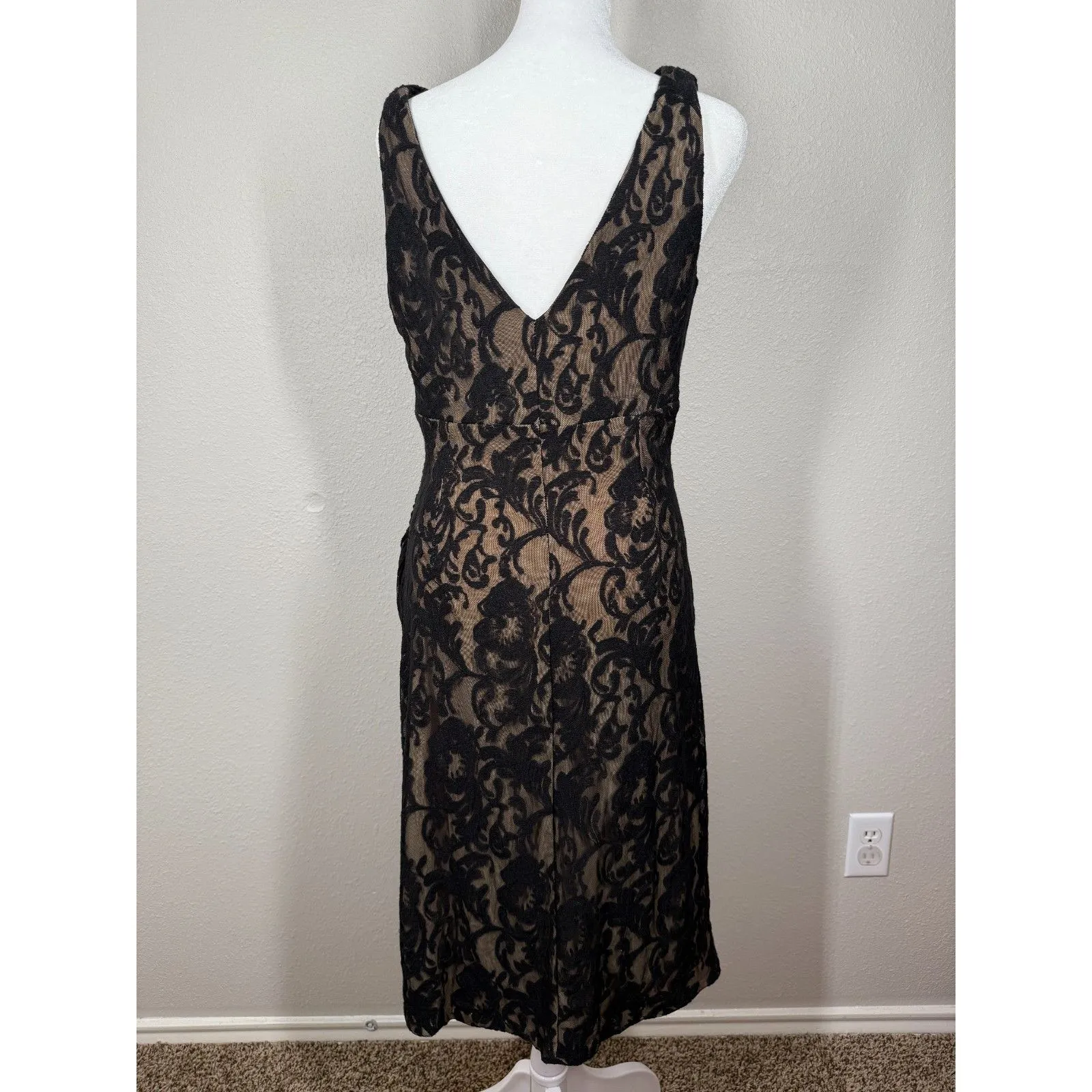 Lauren Ralph Lauren Babydoll Black Lace Midi Dress Sz 10 Whimsigoth Y2k Event - Image 4