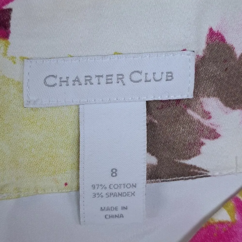 Charter Club Pinks floral pencil skirt Stretch Cotton size 8 - Image 4